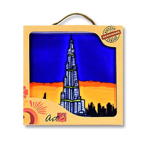 Art4go Dubai Souvenir Uae Heritage Handmade Painted Ceramic, Burj Khalifa Art Gift Item
