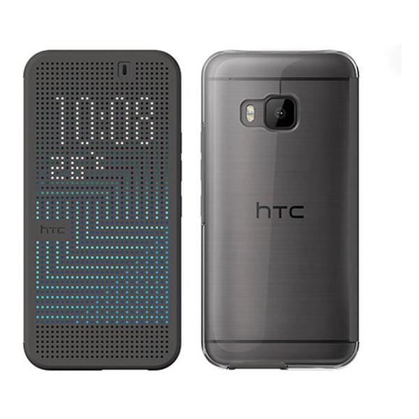 htc m242 dot view flip case dark grey for one m9 plus