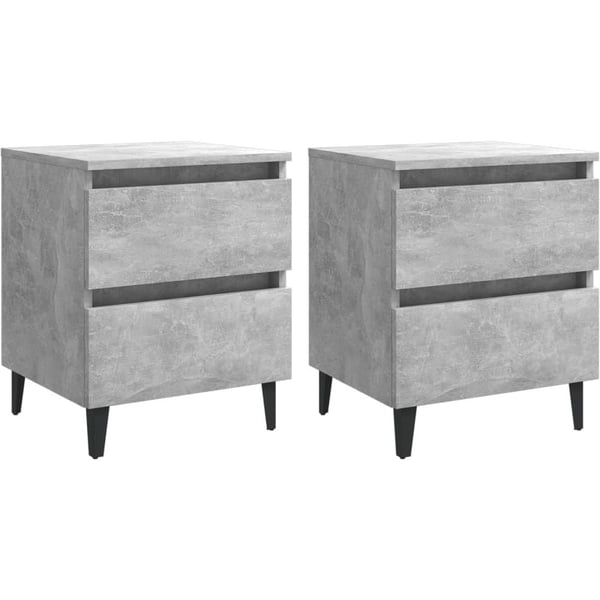 Vidaxl Bed Cabinets 2 Pcs Concrete Grey 40x35x50 Cm Chipboard