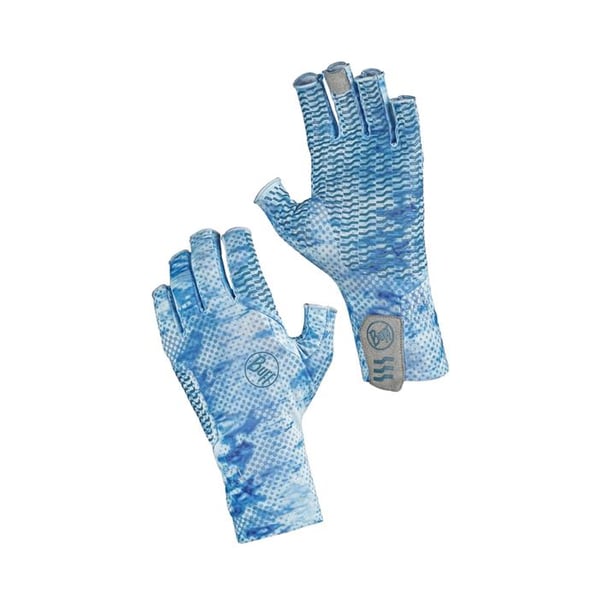 Buff Pelagic Camo, Aqua Gloves, Small, Blue