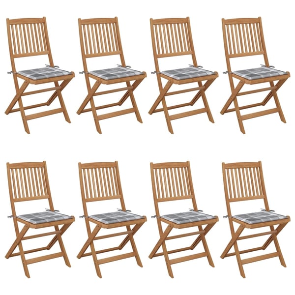 Buy vidaXL Folding Garden Chairs 8 pcs with Cushions Solid Acacia Wood