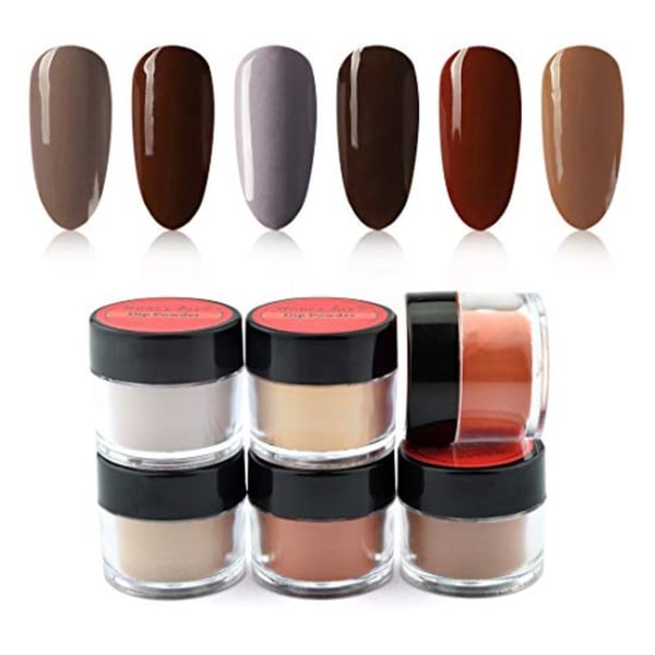 Buy Honey Joy 6 Box/Set Fine Dipping Powder Dark Brown Coffee Grey Colors No Need Lamp Cure Dip