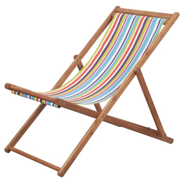 vidaXL Folding Beach Chair Fabric and Wooden Frame Multicolour vidaXL Folding Beach Chair Fabric and Wooden Frame Multicolour