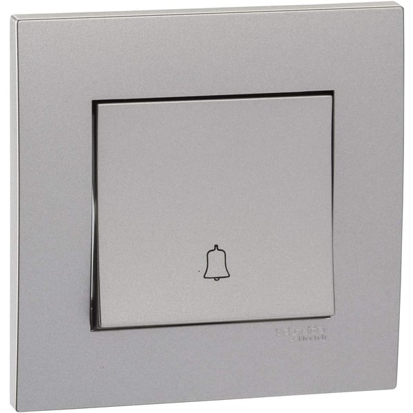 Schneider Electric Kb31bpb Vivace White - Retractive Door Bell Switch - With Bell Symbol - 1 Gang 2 Way - 10a Aluminium Silver