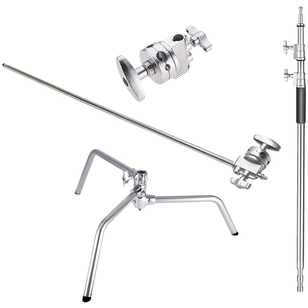 Coopic C Stand Stainless Steel 336cm/10.8ft Max. Height Studio Photo Video 4 Feet Holding Arm Grip With Turtle Base For Light Reflector (3pack Cstand)
