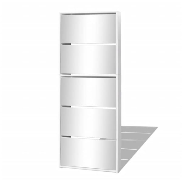 vidaXL Shoe Cabinet 5-Layer Mirror White 63x17x169.5 cm vidaXL Shoe Cabinet 5-Layer Mirror White 63x17x169.5 cm