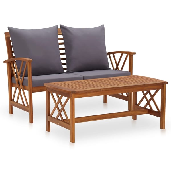 Vidaxl 2 Piece Garden Lounge Set With Cushions Solid Acacia Wood