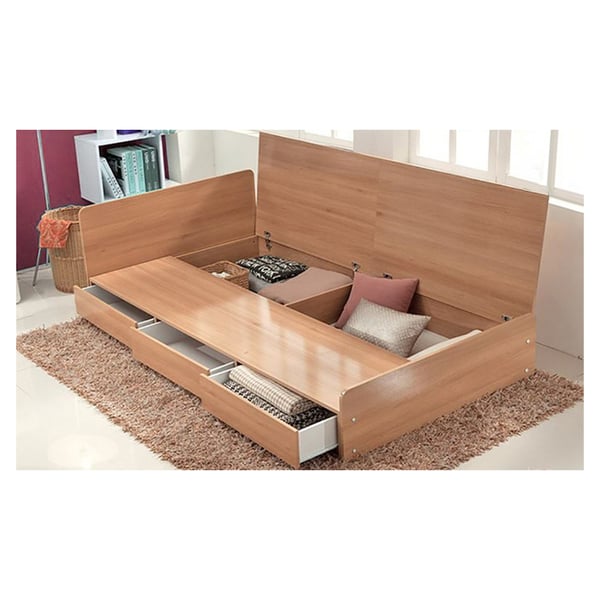 Three-Drawer Storage Super King Bed Without Mattress Brown