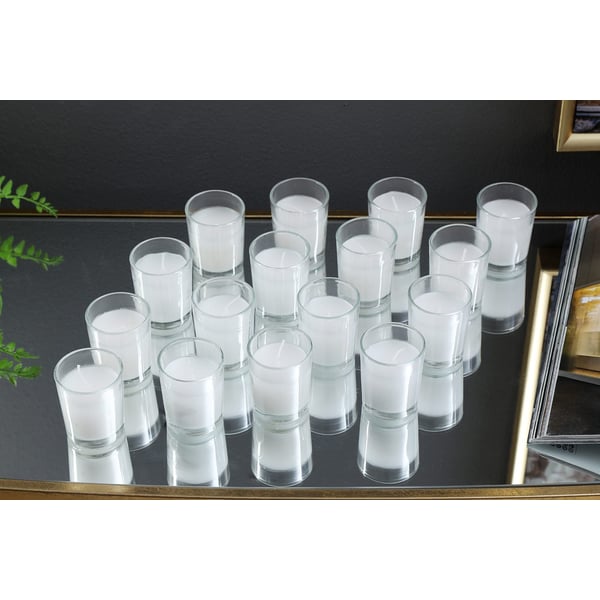 Unscented S/16 Glass Votive Candle White D5xh6cm Unscented S/16 Glass Votive Candle White D5xh6cm