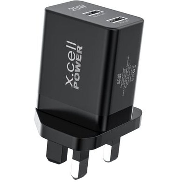 Xcell Dual Port Wall Charger Black