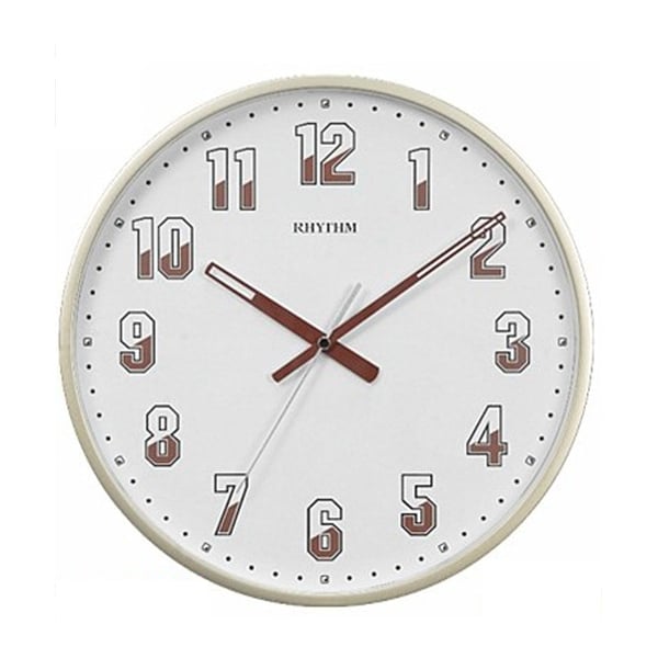 Buy Rhythm Wall Clock CMG599NR18 Analog White Dial Cream Case Online in