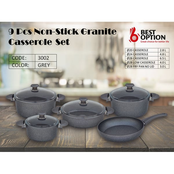 OMS 9 Pcs Grey cookware sets Online Shopping on OMS 9 Pcs Grey cookware
