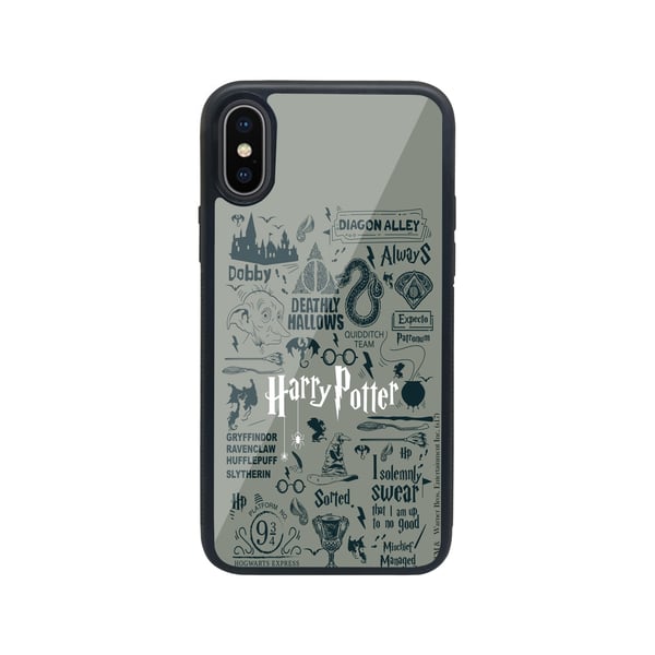 Harry Potter Infographic Grey - Glass Case for iPhone X
