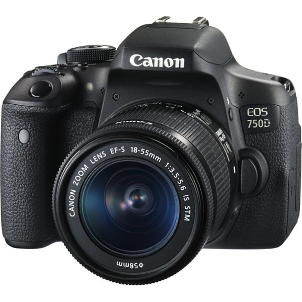 canon eos 750d dslr camera black with efs 18 55mm is stm lens