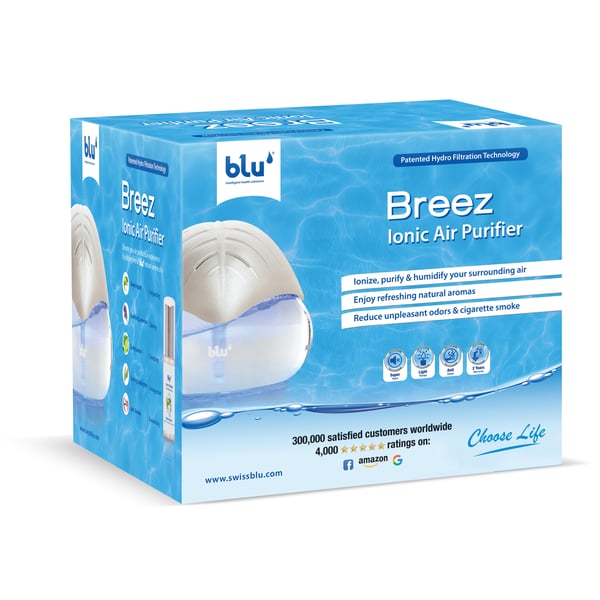 Blu Breez Ionic Air Purifier - Removes Airborne Viruses, Natural Immune System Booster, Eliminates Allergens & Odors, Therapeutic Aromatherapy
