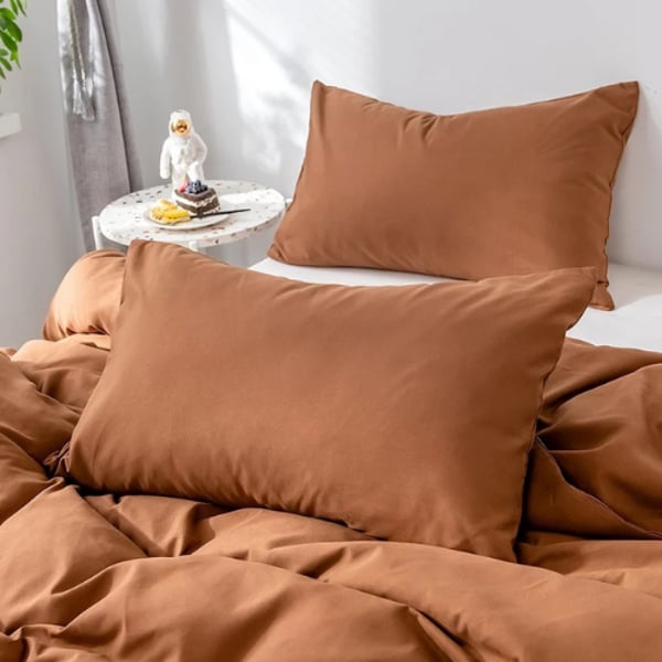 Luna Home Premium Collection Queen/double Size 6 Pieces Bedding Set Without Filler, Plain Golden Brown Color Luna Home Premium Collection Queen/double Size 6 Pieces Bedding Set Without Filler, Plain Golden Brown Color