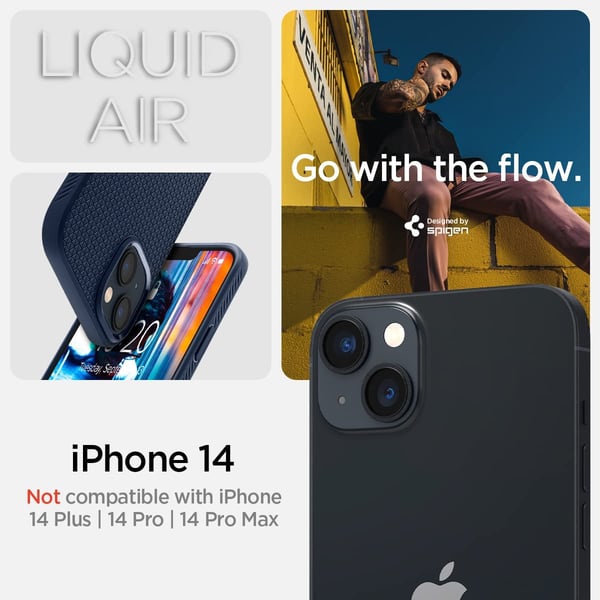 Spigen Liquid Air designed for iPhone 14 case cover - Navy Blue Spigen Liquid Air designed for iPhone 14 case cover - Navy Blue