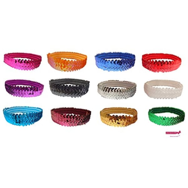 Kenz Laurenz Sequin Headband Pack 2 Glitter Headbands All Colors By-Elastic Stretch Sparkly Fashion For Teens Girls Women Softball Volleyball Basketball Soccer Sports Teams Set Hair Accessories Store