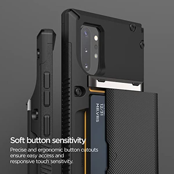 Vrs Design Damda Glide Pro Designed For Samsung Galaxy Note 10 Plus Case Cover Wallet [semi Automatic] Slider Credit Card Holder Slot [3-4 Cards] - Black Groove