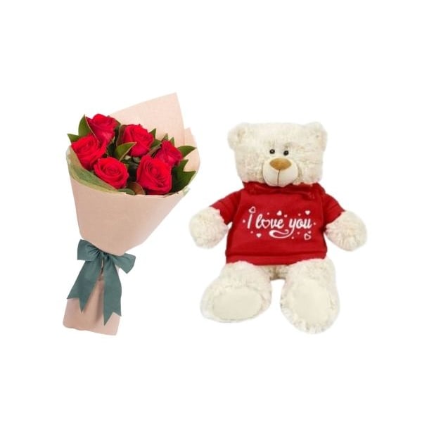 Teddy Bear with 6 Roses Teddy Bear with 6 Roses