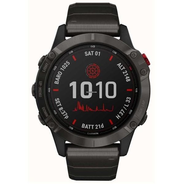 Garmin 010-02410-23 Fenix 6 Pro Solar Titanium Carbon Grey DLC Bracelet