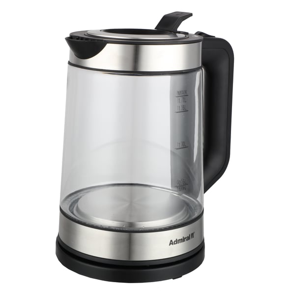 Admiral Brand Electric Kettle Glass Body 1.7L ADKT170GSSH Black Admiral Brand Electric Kettle Glass Body 1.7L ADKT170GSSH Black