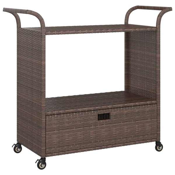 Vidaxl Bar Cart With Drawer Brown 100x45x97 Cm Poly Rattan Vidaxl Bar Cart With Drawer Brown 100x45x97 Cm Poly Rattan