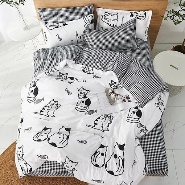 Deals For Less - Single Size, Duvet Cover, Bedding Set of 4 Pieces, Cat Design Deals For Less - Single Size, Duvet Cover, Bedding Set of 4 Pieces, Cat Design