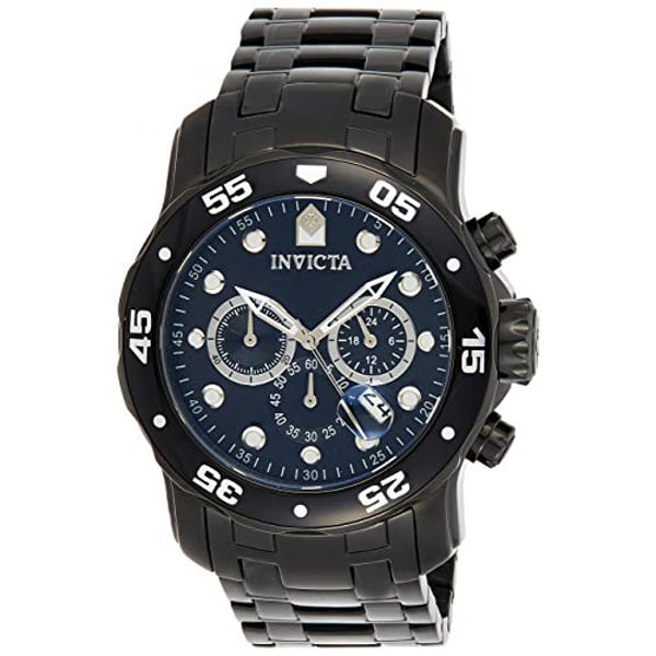 Invicta Men's 0076 Pro Diver Collection Chronograph Black Ion-Plated Stainless Steel Watch