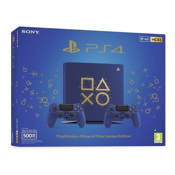 Sony PS4 Slim Gaming Console 500GB Days of Play Limited Edition Blue + Dual Shock 4 Controller Blue