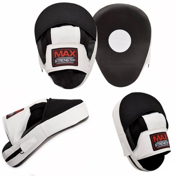 Max Strength Focus Pads Hook & Jab Mitts MMA Training Boxing Gloves Black/White