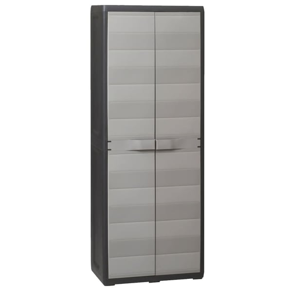 vidaXL Garden Storage Cabinet with 3 Shelves Black and Grey vidaXL Garden Storage Cabinet with 3 Shelves Black and Grey