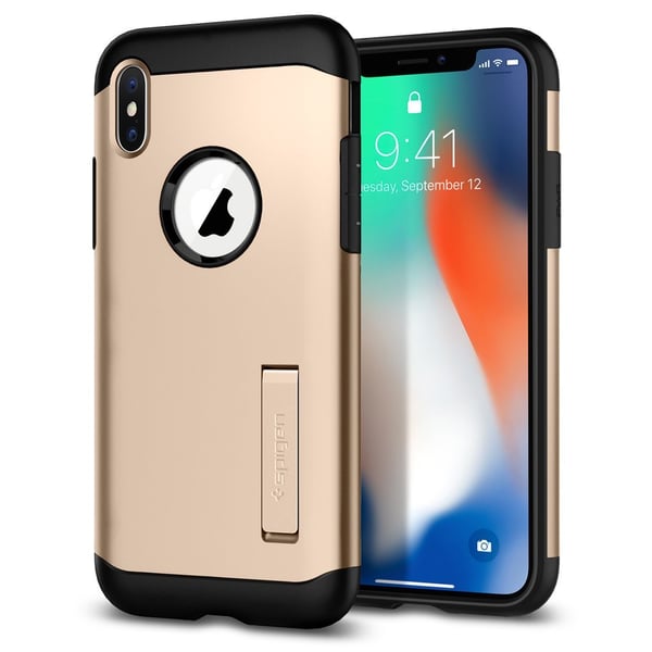 Spigen Slim Armor Kickstand Designed For Iphone X Cover/case - Champagne Gold