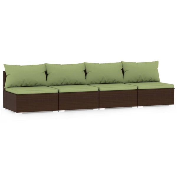 vidaXL 4-Seater Sofa with Cushions Brown Poly Rattan vidaXL 4-Seater Sofa with Cushions Brown Poly Rattan