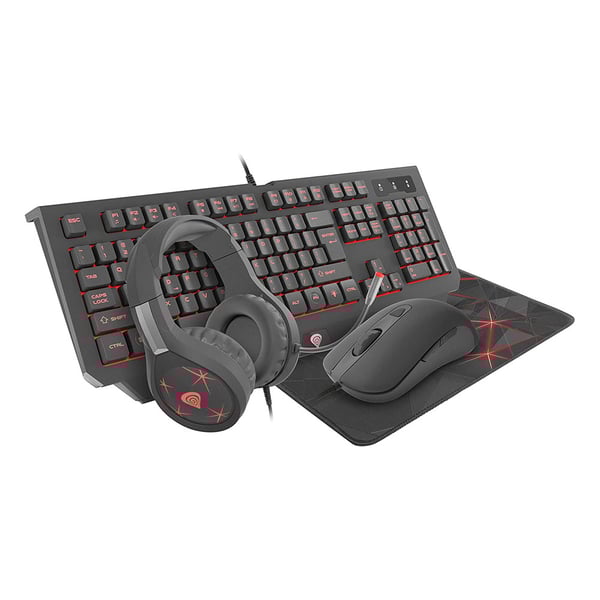 Genesis Gaming Combo Set 4in1 Genesis Cobalt 300 Keyboard + Mouse + Headphones + Mousepad, Us Layou Genesis Gaming Combo Set 4in1 Genesis Cobalt 300 Keyboard + Mouse + Headphones + Mousepad, Us Layou