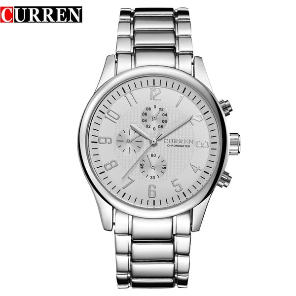 Curren CRN8046-SLVR/WHT- Quartz Men's Waterproof Stainless Steel Watch Curren CRN8046-SLVR/WHT- Quartz Men's Waterproof Stainless Steel Watch
