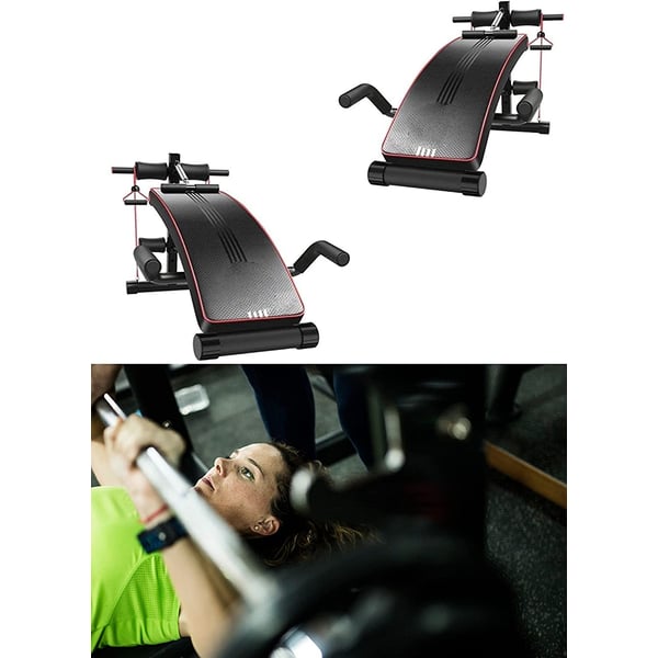 ULTIMAX Heavy Duty Sit Up Exercise Bench with Pull up Spring Resistance Band And Push Up Bars