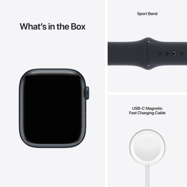 Apple Watch Series 7 GPS + Cellular, 45mm Midnight Aluminium Case with Midnight Sport Band Apple Watch Series 7 GPS + Cellular, 45mm Midnight Aluminium Case with Midnight Sport Band