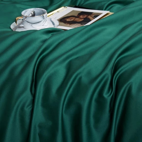 Luna Home Queen/double Size 6 Pieces Bedding Set Without Filler, Plain Emerald Green Color