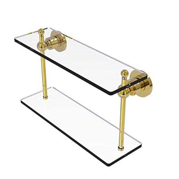 Buy Allied Precision Industries Allied Brass Ap-2/16 Astor Place Collection  16 Inch Two Tiered Glass Shelf, Polished Brass Online in UAE