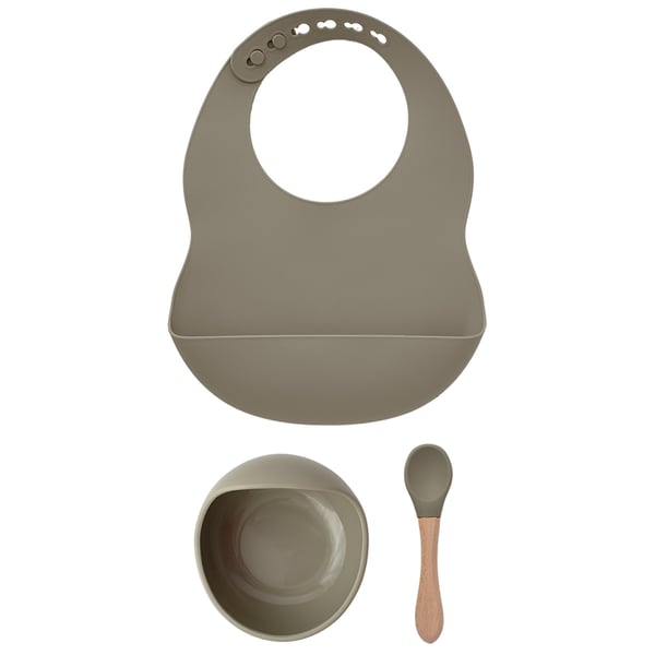 Milk It Baby Army Green Bib & Bowl Set, MI-BBAG001 100% Food Grade Silicone Set