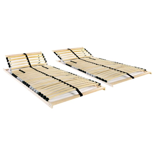 vidaXL Slatted Bed Bases 2 pcs with 28 Slats 7 Zones 90x200 cm