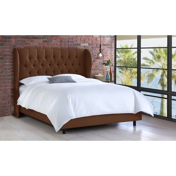 Buy Tufted Linen Upholstered Wingback Bed King Bed Brown Online in