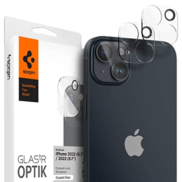 Spigen GLAStR Optik Camera Lens Screen Protector designed for iPhone 14 and iPhone 14 PLUS (2022) - Crystal Clear [2 Pack]