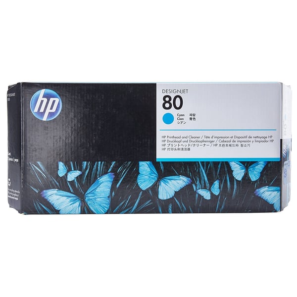 HP 80 C4821A Cyan Printhead and Printhead Cleaner HP 80 C4821A Cyan Printhead and Printhead Cleaner