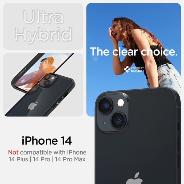 Spigen Ultra Hybrid designed for iPhone 14 case cover - Matte Black