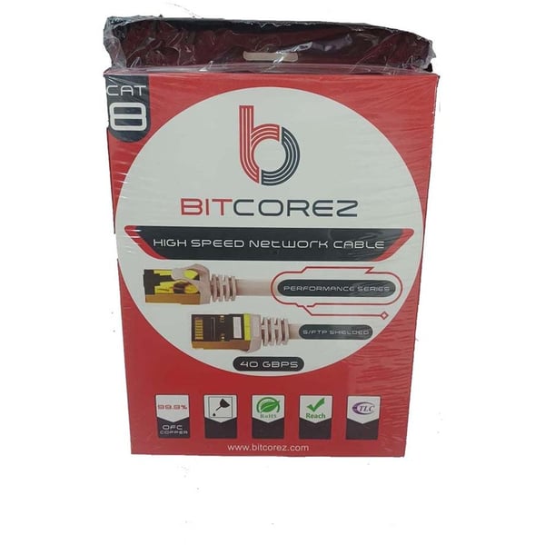 Bitcorez CAT 8 Patch Cord 1m White Bitcorez CAT 8 Patch Cord 1m White