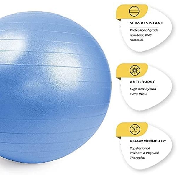 ULTIMAX Yoga Ball Exercise Fitness Heavy Duty Anti-Burst Stability Ball for Fitness Gym Yoga Pilates Birthing Pregnancy Physical Therapy with Quick Pump (85 cm- Blue)