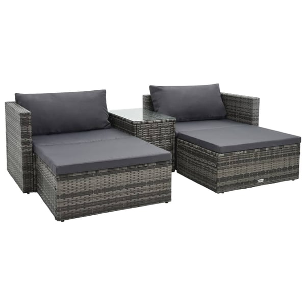 Vidaxl 5 Piece Garden Lounge Set With Cushions Poly Rattan Grey
