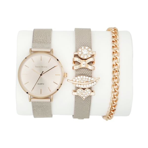 Buy Trend Setter Women’s Blush Watch Set Mesh Band Td87907 Online
